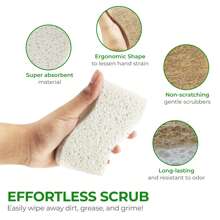 24-Pack Natuurlijke Keuken Sponzen - Composteerbare Cellulose En Kokosnoot Scrubber Sponzen - Snel Drogende Afwas Sponzen