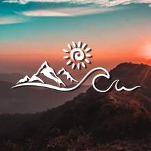 1 Pc Mountain Sun Wave Car Window Decal - Nature Lover's Outdoor Adventure Style Vinyl Sticker For Car Truck SUV