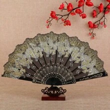 1 件中国风蝴蝶折扇，手工制作传统塑料折扇，古典舞蹈礼物 - 彩色 - 查看 1