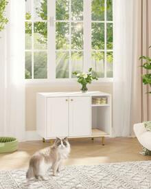 Hzuaneri Cat Litter Box Enclosure, Hidden Litter Box Furniture, Wooden Pet House Side End Table, Storage Cabinet Bench For Living Room, Bedroom, 31.5 X 19.7 X 23.9 Inches