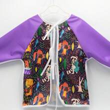 1 pieza Babero de manga larga, baberos impermeables para niños pequeños, lavables a máquina, babero de manga larga a prueba de tirones de tela impermeable para bebés y niños pequeños | Ajuste ajustable para edades de 6 a 24 meses - Multicolor - Ver 2