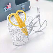 1pc Iron Bicycle Design Makeup Brush Organizer - Decorative Glass Basket Holder For Cosmetic Tools, Unscented Wedding Favor Candy Packaging Decor
