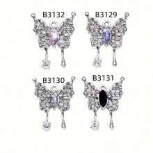 5 件手工制作水晶水钻蝴蝶吊坠饰品、DIY 珠宝工艺品、耳环/项链/钥匙扣配件 - 銀色 - 查看 2