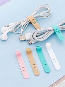 4pcs Desk Cable Management Silicone Ties, Ideal Headphone And Cord Organizer For Effortless Organization, Perfect For Gender Reveal Parties, Birthdays, Weddings, And Celebrations, Thoughtful Gift For Colleagues, Friends, And Family, Essential Back To School Accessory, Enhance Your Workspace With Stylish And Functional Solutions For Every Occasion - Multicolor - View 3