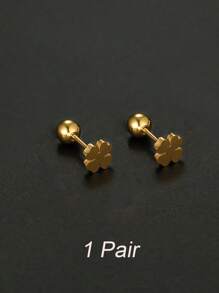 1Pc/1Pair Stainless Steel Gold/Silver Earrings With Four Leaf Clover Simple And Fashionable Design, Available In Multiple Colors, Compact And Mini Earrings, Earrings For Women's Daily Wear