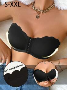 Women's Front Clasp Or Removable Padded Wireless Bra, Comfortable Lingerie - Black - View 4