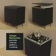 Madesa Reims 70cm Black Kitchen Base Cabinet - 黑色 - 查看 8