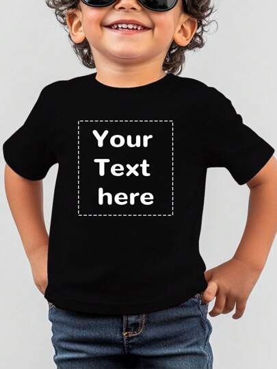 Personalized Customized Text/Name/Birthday Wishes/Message Girls T-Shirt, Team Uniform, Outdoor Service Customized, Personalized Round Neck Short Sleeve Girls Tee, Black Top Customized, Holiday Gift, Birthday Gift Customized, 1st Birthday Gift, Party Gift, Girls Summer Top