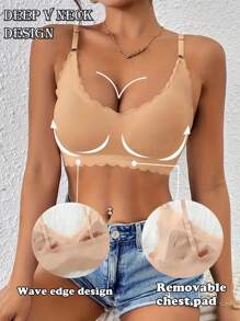 Nahtloser drahtloser BH für Damen, hebt und formt, bequem und atmungsaktiv, hautfreundlich und sexy, abnehmbare Pads, bügellos, verstellbare Träger, geeignet für Schlaf, Lässig, Yoga - Kaffeebraun - Übersicht 2