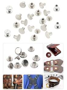 10Sets Copper Flat Stationery Rivets With Slotted/Frearson Head Screws Binding Barrels And Screws DIY Belt Keychain Metal Accessories Screws Posts Copper Recipe Hardware Ledger Nails Screw Bottom Decorative Studs Accessories Handbag Hardware (Silver)