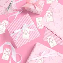 10/20/50pcs Pink Butterfly Thank You Tags , Birthday Party Anniversary Celebration Thank You Tags ,Gift Packaging Decoration ,Wedding Party Invitation Card - Pink - View 5