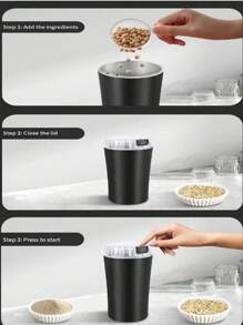 300W Plug-In Home Compact Mill, Black Pepper Grinder, Standard 110V Multi-Purpose Grinder With Stainless Steel Blades For Grinding Coffee Beans, Spices, Nuts, Dried Herbs And Garlic, Ideal For Home And Kitchen Use - US A Type Plug(110-127V) - View 4