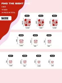 24PCS French Glitter Acrylic False Toenails - Romantic Red Square Nails With Full Coverage Design, Includes Jelly Glue & Nail File, Perfect For Daily Wear, Parties, Shopping, Afternoon Tea - Ideal For Ladies & Girls Press On Nails