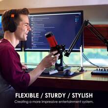 HyperX QuadCast Boom Arm Mic Stand - Boom Mic Arm Desktop Microphone Arm For Blue Y, Snowball, Razer Mic, FIFINE, SM7B And Most Microphone By YOUSHARES - Black Arm - View 7