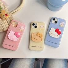Sanrio Sanrio Simple Solid Color Biscuit Kitty Cat dla 16iPhone15promax etui na telefon Apple 14 13pro nowe 12 japońska kreskówka trójwymiarowa Kitty11