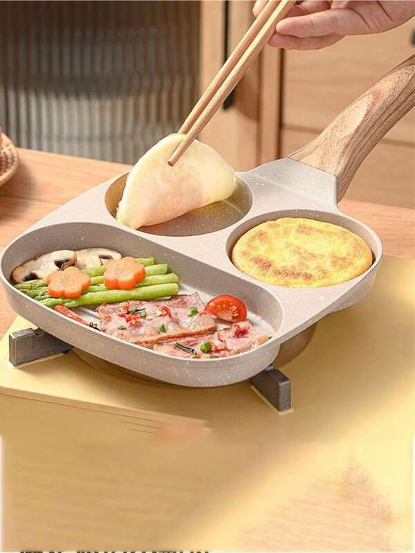 Frigideira antiaderente de três compartimentos de 7,5" para café da manhã - Fácil de limpar, perfeita para ovos e panquecas, utensílio de cozinha essencial