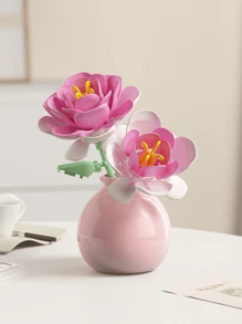 1pc/846pcs Artificial Everlasting Flowers Succulent Plants Handmade Flower Bouquets DIY Lily/Chrysanthemum/Rose/Hibiscus/Peony/Sunflower/Tulip/Gardenia 3D Puzzle Assembly Building Blocks Model Home Decor Desktop Ornaments, Mother's Day/Birthday Gift