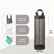 1 Giá đựng túi đựng đồ tạp hóa bằng lưới có thể gấp lại, Hộp đựng túi nhựa thoáng khí, Hộp đựng túi đựng rác nhà bếp có móc treo - Nhiều màu - Xem 3