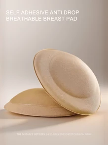 1 Pair Of Double Sided Adhesive Pads Sticky Bikini Pad Inserts For Sports Bra Swimsuit Beige Suitable For Full Busted Bras, Swimsuits Or Bikinis