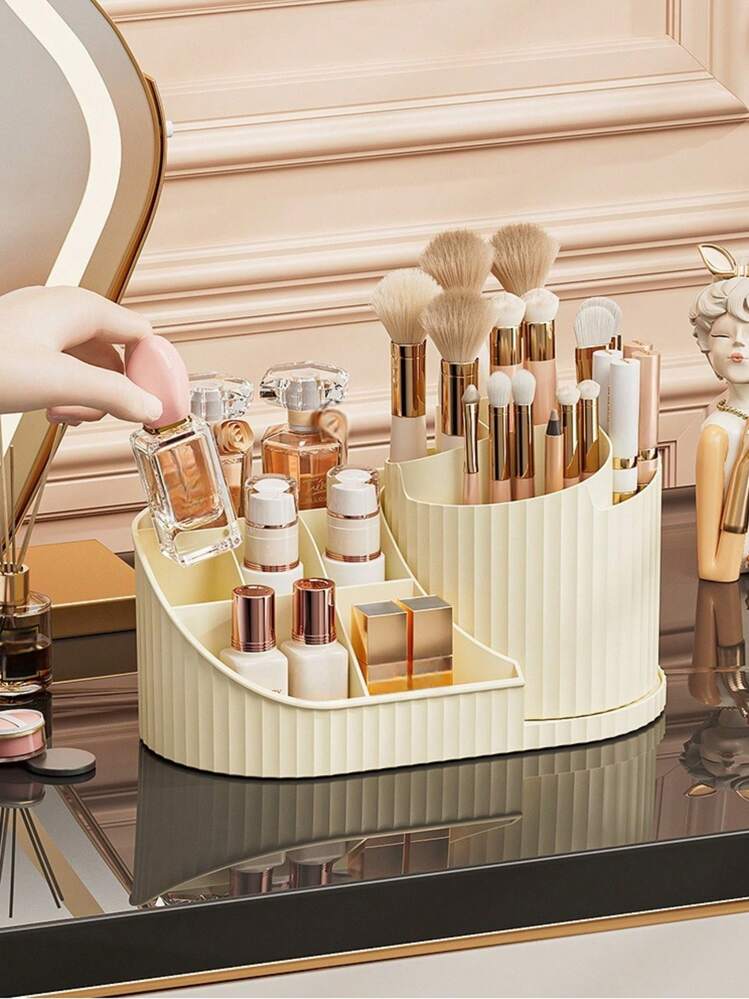 360° Rotating Makeup Organizer: Multi-Functional Makeup Organizer Rotating Stand, Suitable For Lipsticks, Eyeshadow Brushes And Makeup Tools | Vanity Table Top Rotating Stand, Large Capacity Dust-Proof Makeup Storage Box, Suitable For Holiday Beach, Bathroom, Bedroom And Other Occasions - Multicolor - View 8