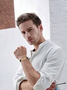 1PC Father's Day Exclusive Golden Knot Bracelet Gift For Dad, Exuding Sophistication And Style, Elegant Gift For Son Back-To-School Season - Gold - View 7