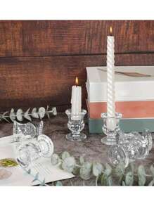 6 قطع حاملات شموع زجاجية متدرجة الشكل - مركزية مصقولة سميكة للأعراس والعشاء وديكور المنزل - ديكورات الحفلات، الشموع الصغيرة وهدايا حفلات الخطوبة والأعياد والتخرج