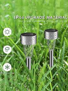 12/10/5Pcs T55 Solar-Powered Stainless Steel Lawn Lights, Outdoor Waterproof LED Ground Lights, Garden Atmosphere Decorative Landscape Lights, Suitable For Halloween Thanksgiving Home Decor Yard Path Decor, Party Decorative Lights, Festival Path Lighting, Family Gathering Events, Travel Camping