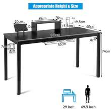 Desk With Cup Holder Headphone Hook Game Grip Stand Monitor Stand Storage Container, 140 X 60 Cm Computer Desk Ergonomic With Monitor Shelf For Living Room Study Bedroom - 黑色 - 查看 3