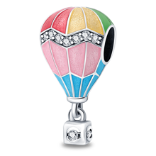 925 Sterling Silver Colorful Hot Air Balloon Charm Travel Airplane Camera Charm Cute Turkish Hot Air Balloon Charm Suitable For Women Bracelets Bangles DIY Jewelry Making And Daily Outfit Matching Jewelry Decoration - Multicolor - View 12