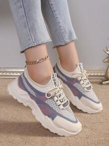 女士休闲防滑软底透气运动户外鞋，春秋季节流行时尚 - 淡紫色 - 查看 6
