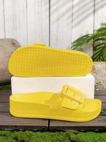 Dép đế dày EVA phong cách Châu Âu và Mỹ, mặc ngoài trời thoải mái, dép đi biển nhẹ chống trượt có khóa đôi dành cho nữ - Màu vàng - Xem 9