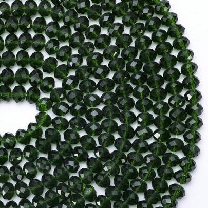 Flat Round Glass Beads For Jewelry-Making 8mm/6mm/4mm(60/80/115PCS) Reusable Loose DIY Craft Beads,Shiny Blue-GreenHandmade Accessories