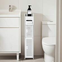 LOVEWE Slim PVC Bathroom Storage Cabinet - Space-Saving Toilet Paper Holder, Easy Assembly Durable For Narrow Spaces, Holiday Gift Option - 白色 - 查看 5