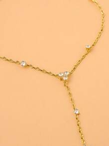 Bohemian Crystal Finger Ring Bracelet Hand Chain Harness Rhinestone Gold Hand Jewelry For Women Dainty Accessory