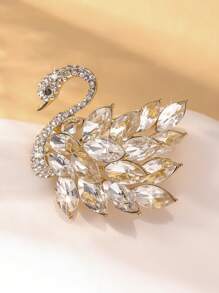 yijiangbeiting 1pc Vintage European Style Swan Crystal Brooch Pins, Unique Design Women Animal Lapel Pin, Versatile Fashion Accessory - Multicolor - View 7