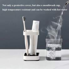 Portaspazzolino con bicchiere, adatto per spazzolini da denti standard, può contenere dentifricio, portaspazzolino e dentifricio a 3 scomparti, ideale per spazzolino elettrico, filo interdentale, rasoio, decorazione da bagno, decorazione autunnale, ritorno a scuola