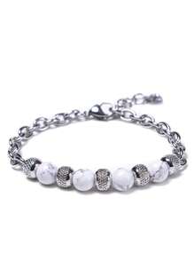 1 pieza Pulsera de hombre con cuentas de ojo de tigre, de estilo fashionable, versátil y minimalista, apta para uso diario