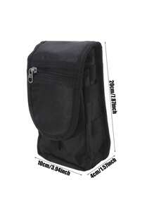 1pc Durable Men's Large Capacity Wallet - Fashionable Black Tactical Smartphone Case And Waist Bag, Multi-Compartment Storage For Tools And Small Items, Ideal Valentine's Day Gift (Zipper Style Random)