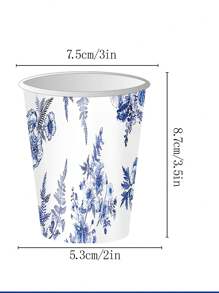 Juego de 100 piezas de vajilla desechable de porcelana azul y blanca, incluye platos, servilletas y vasos de papel para picnic primaveral, boda, fiesta, para 25 personas