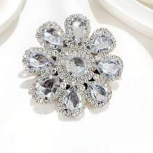 新款夸张亮水滴花大戒指可调节开口设计结婚礼物新娘个性超大时尚水钻戒指