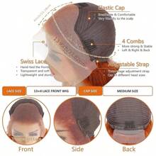 Ginger Lace Front Wigs Bob Wig 13x4 Frontal Glueless Wigs Human Hair Pre Plucked, Color #350 Bob Ginger Wig HD Lace Front Wigs Human Hair Wigs For Women 200% Density Ready To Wear HD Lace Front Wig And GO Shoping - S350 - Xem 7