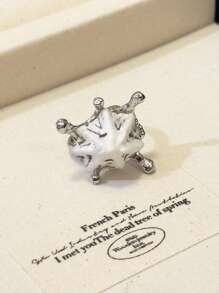 1 件时尚、优雅、独特设计的夸张海洋系列防水不对称人造海星和贝壳装饰珍珠堆叠戒指，适合男士和女士，非常适合夏季假期/日常/派对/沙滩装，送给朋友和姐妹的完美礼物 - 彩色 - 查看 10