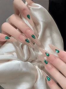 50 miếng, trang trí móng tay kim cương phẳng màu ngọc lục bảo, khoan móng tay hình giọt nước bằng thủy tinh, phụ kiện móng tay màu xanh lá cây đậm cổ điển Giáng sinh - màu xanh lá - Xem 3