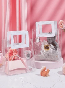 1/5 件加厚透明 PVC 情人节礼品袋，带手柄，加固婚礼圣诞节/母亲节礼物纪念品手提袋，婚礼回礼糖果盒手提袋，午餐袋，婚礼装饰伴娘纪念品花束礼品袋，万圣节、圣诞节礼品袋