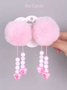 2pcs Toddler Hairball Hair Clips With Tassel,Soft And Cute Hairpins Hair Bows,Exquisite Hair Accessories For Daily Decoration(No Card)