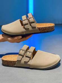 2025 New Breathable Men's Sandals, Outdoor Comfortable Men's Shoes, Thick-Sole Anti-Slip Men's Slippers, Spring/Summer Wear-Resistant Men's Slippers, Versatile Fashion Clogs, New Beach Walk Shoes, Couple Style Men And Women Sandals - Khaki - View 1