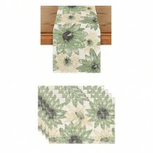 1pc/1set Sunflower Pattern Linen Placemats, Tablecloth And Table Runner Set, 12"X18"/13"X72" Seasonal Kitchen Dining Table Decor, Party & Home Decoration - Multicolor - View 20