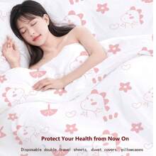 1 pieza Juego de ropa de cama desechable para viajes que incluye sábana, edredón y funda de almohada, adecuado para hotel/Airbnb, estilo/color/empaque aleatorio - Blanco - Ver 9