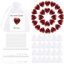 24 张情人节卡片，带天然水晶心形宝石，儿童情人节交换派对礼物，适合男孩和女孩（24 张） - 酒紅色 - 查看 9