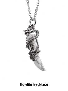 1pc Vintage Man Crystal Necklace Dragon Natural Stone Rose Quartz Black Obsidian Tiger Eye Amethyst Pendant Stainless Steel Necklaces Amulet H181 - Necklace - View 10